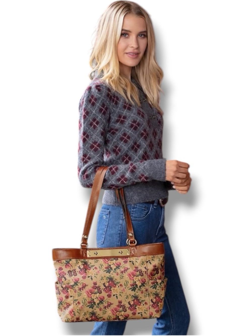 PATRICIA NASH
Rayleigh Antique
Rose floral Patina Coated Linen Canvas handbag